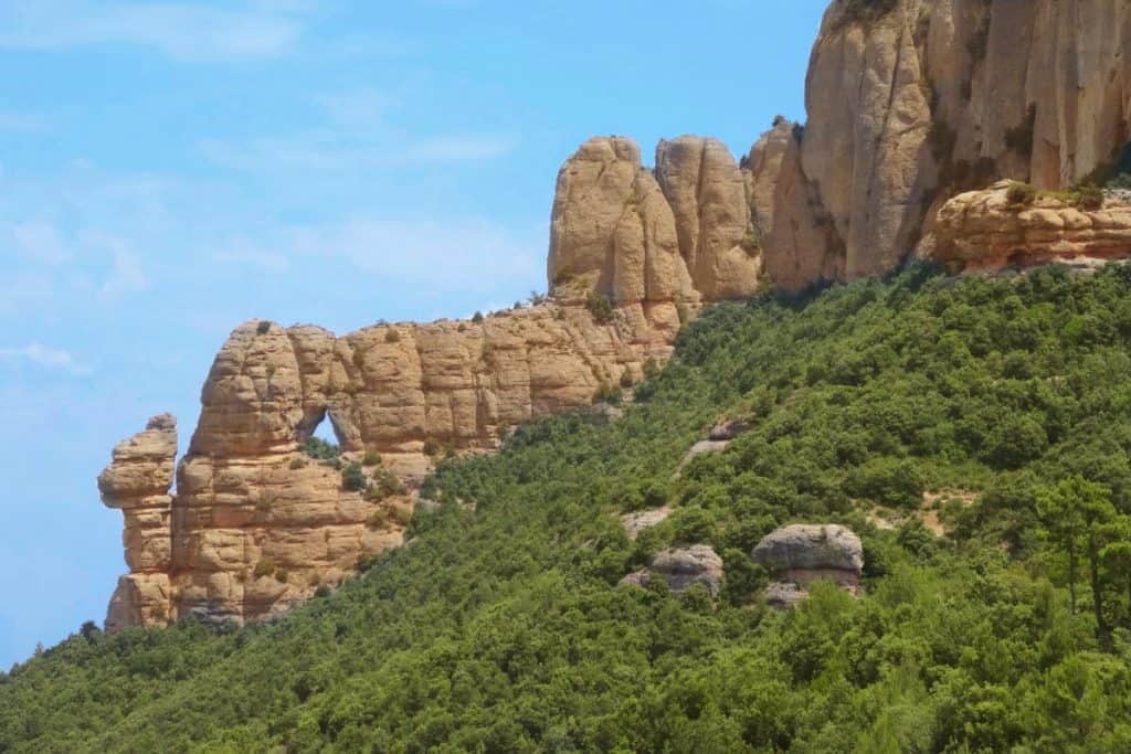 A frontal view of the hole La Foradada in Montserrat