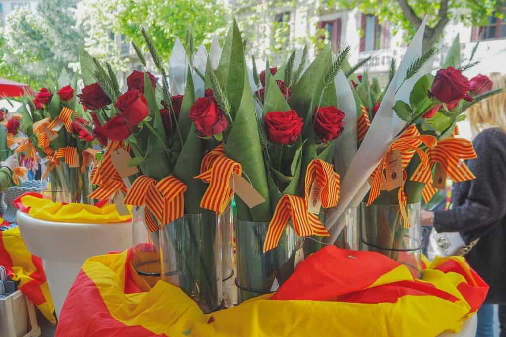 A stall of roses on Sant Jordi's day