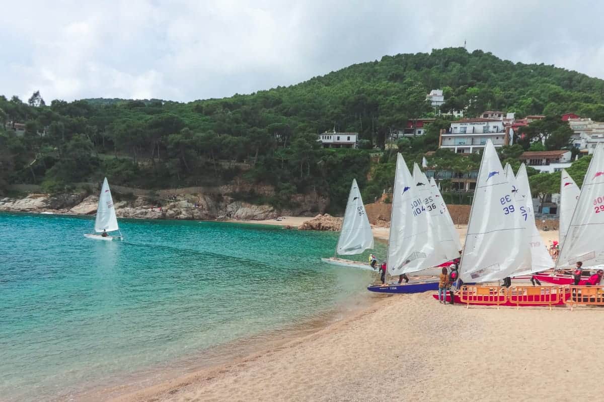 Sailing boats in the beach of Palamós