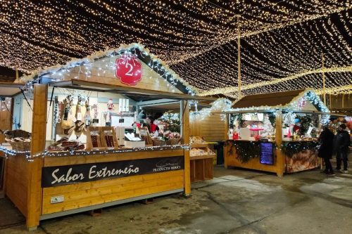 A stall in the Christmas market that takes place in Andorra in winter