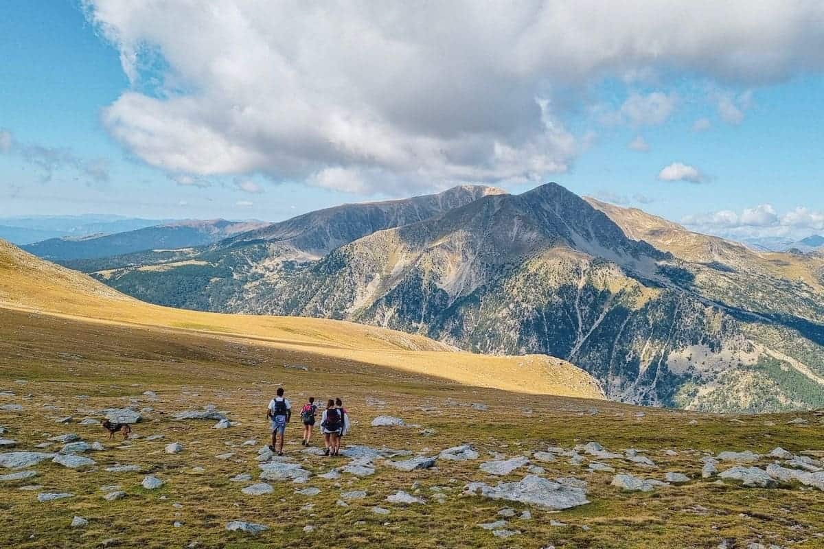 A group of people hiking in the Pyrenees